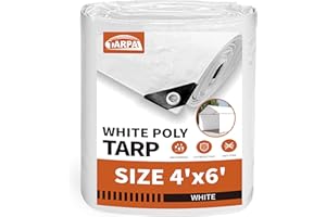 TARPAL 4'x6' White Tarp Waterproof 7.5 mil Medium Duty All Purpose Poly Tarps Cover Waterproof,Snow Proof UV Protection,Rip and Tear Proof,Poly Tarpaulin
