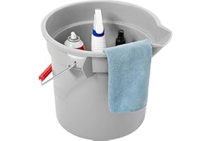 Rubbermaid Commercial Products Brute 14 Quart Round Bucket Gray Heavy-Duty Construction for Professional/Janitorial Cleaners