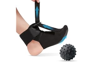 YPLUW Plantar Fasciitis Night Splint Brace with Massage Ball, Relieves Foot Drop and Achilles Tendonitis, Adjustable Straps, Soft & Comfortable Sleep, Night Splint for Plantar Fasciitis Women & Men, Medium