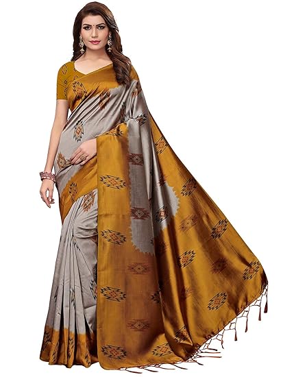 Womens Art Silk Printed Saree With Blouse Piece