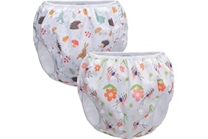 Teamoy Reusable Swim Diapers, 2 Pcs Pack Washable Swimming Diapers for Baby Boys & Girls, Ideal for Swimming Lessons/Holiday