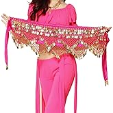 Wuchieal Women's Sweet Bellydance Hip Scarf with Gold Coins Skirts Wrap Noisy