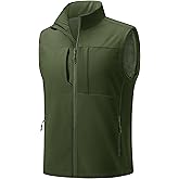 TACVASEN Men's Windproof Lightweight Vest Waterproof with Pockets Softshell Sleeveless Fleece Jacket for Hiking Golf