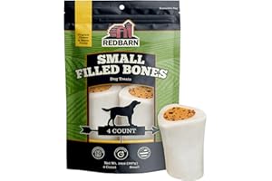 Redbarn Pet Products Small Filled Dog Bones, Cheese & Bacon Flavor - Long Lasting Stuffed Femur Chew Treat Made in USA - 4 Count - Packaging May Vary