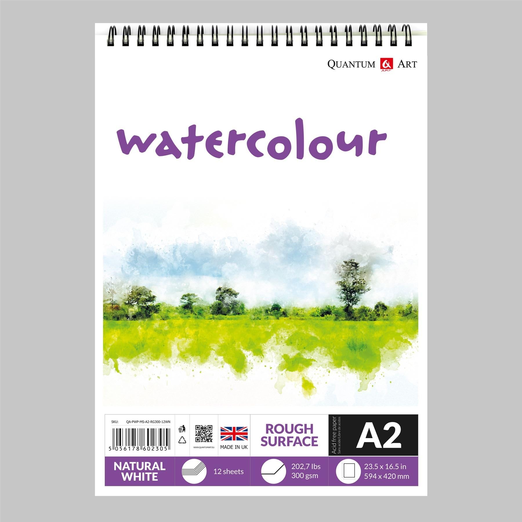 Watercolour Rough Surface Pad Drawing Artist Paper on Spiral Book - 300gsm (A2-594x420 mm)