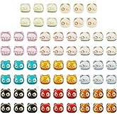 Craftdady 88 pcs Vintage Acrylic Cat Beads for Jewelry Making Golden Metal Enlaced Cat Head Shape Spacer Beads Mixed Color Kitten Animal Loose Beads 12.5x13x11 mm for Keychain Bracelet Necklace Making