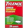 Tylenol Sinus Severe Daytime Cold & Flu Relief Medicine Caplets, Non-Drowsy Pain Reliever, Fever Reducer Expectorant & Decongestant, Acetaminophen, Guaifenesin & Phenylephrine HCl, 24 ct