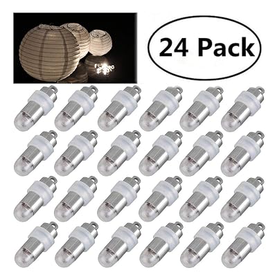 24 LED Submersible Balloon Paper Lantern Lights - White Wedding Party Decor