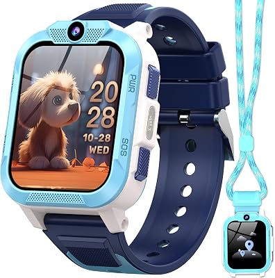 Smartwatch Bambini 4G con Videochiamata HD, 1.85" Orologio Telefono Bambini con GPS, WiFi e LBS, SOS, Batteria 850mAh, Modalità Scuola, Contapassi, Sveglia, IP68 Impermeabile, 5-12 Anni, Blu
