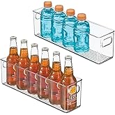 mDesign Plastic Kitchen Organizer - Storage Holder Bin with Handles for Pantry, Cupboard, Cabinet, Fridge/Freezer, Shelves, and Counter - Holds Canned Food, Snacks - 2 Pack - Clear