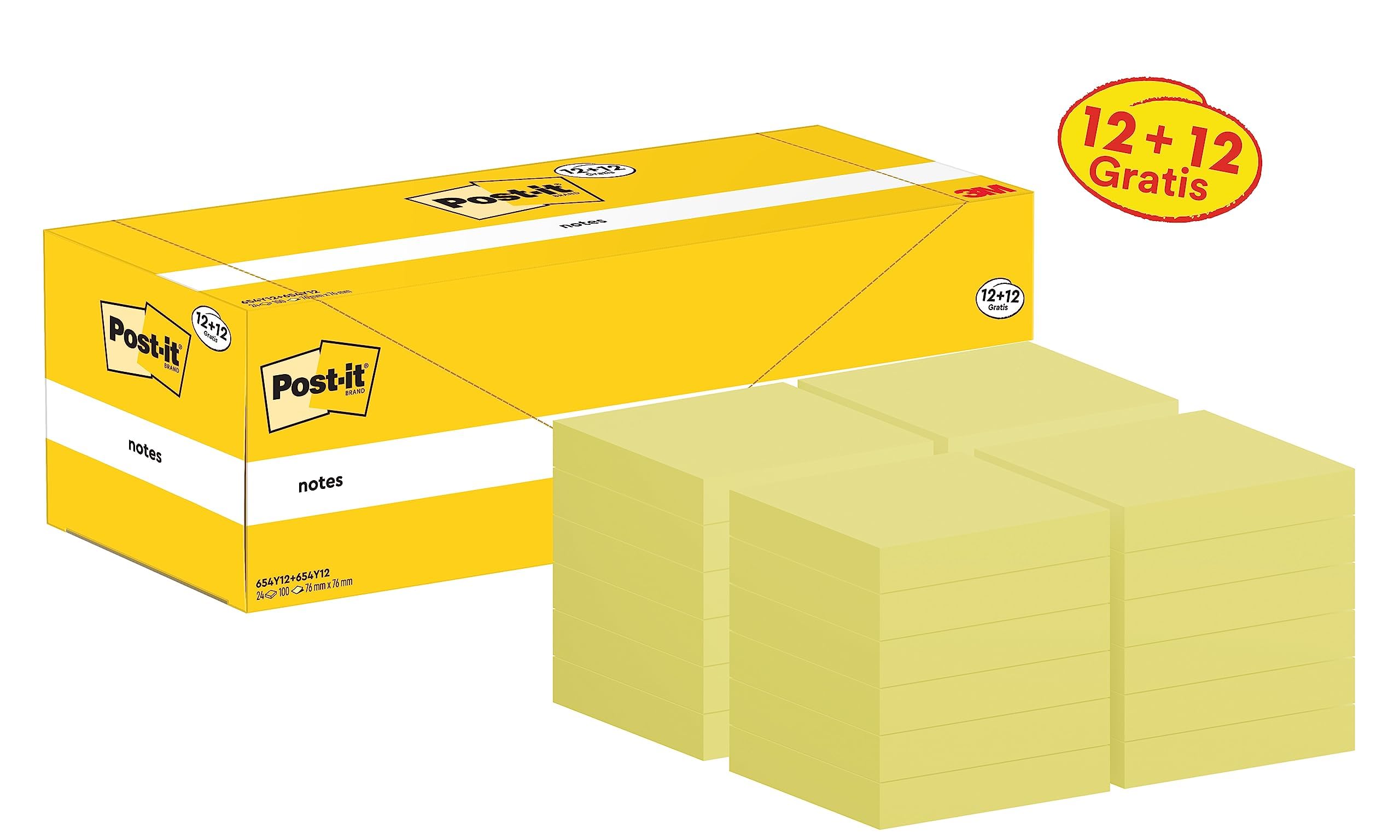 Post-it Notizen Kanariengelb, Vorteilspackung mit 24 Blöcken, 100 Blatt pro Block, 76 mm x 76 mm, Farbe: Gelb - Selbstklebende Notizzettel für Notizen, To-Do-Listen und Erinnerungen 4