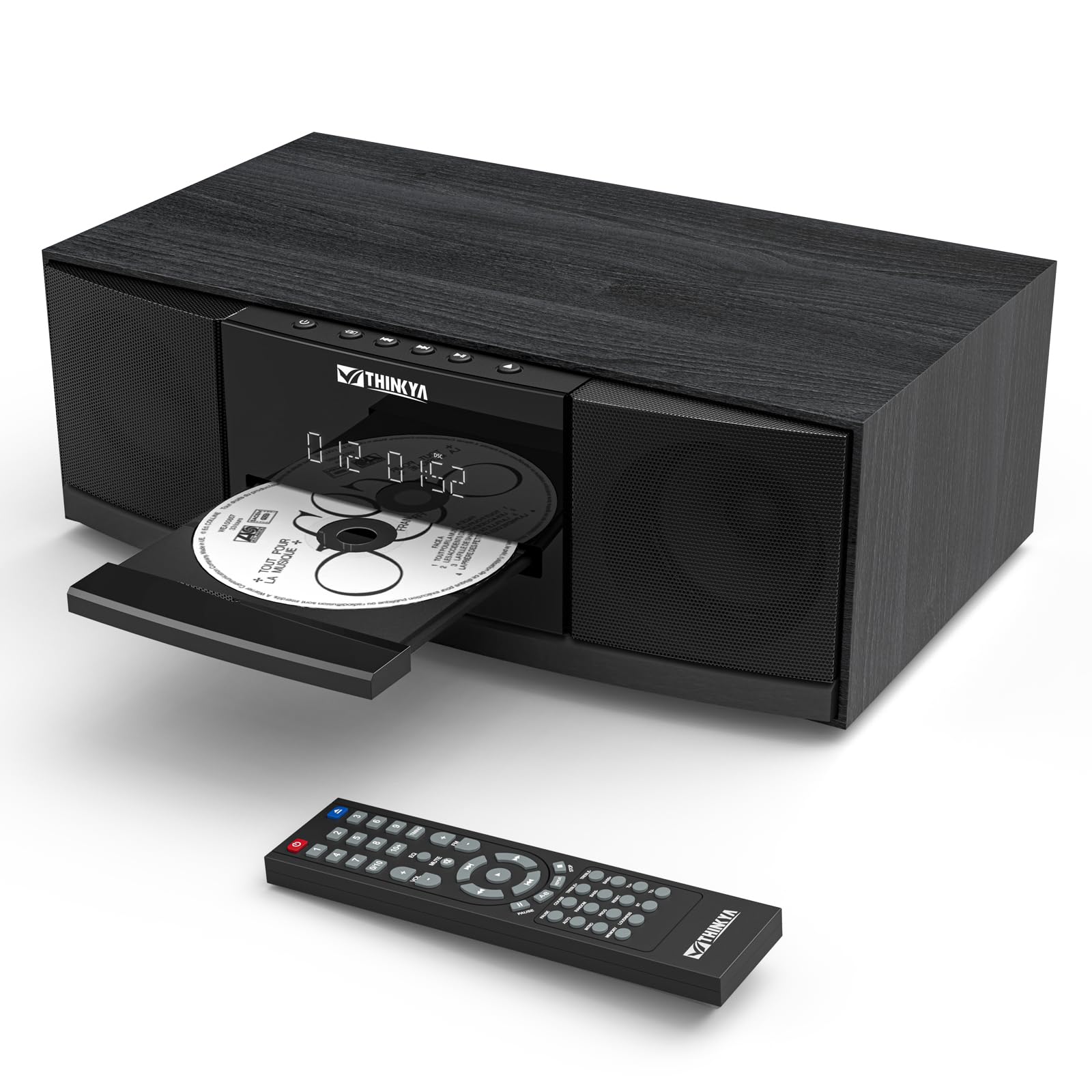 Photo 1 of MISSING REMOTE -----------------------------------------------Vintage Bluetooth Stereo System for Home, THINKYA 36W RMS Micro HiFi Systems CD Player Dual 3” Bass with Bluetooth Audio Streaming, FM Radio, USB Port, Aux-in, Earphone Port, Remote Control Bla