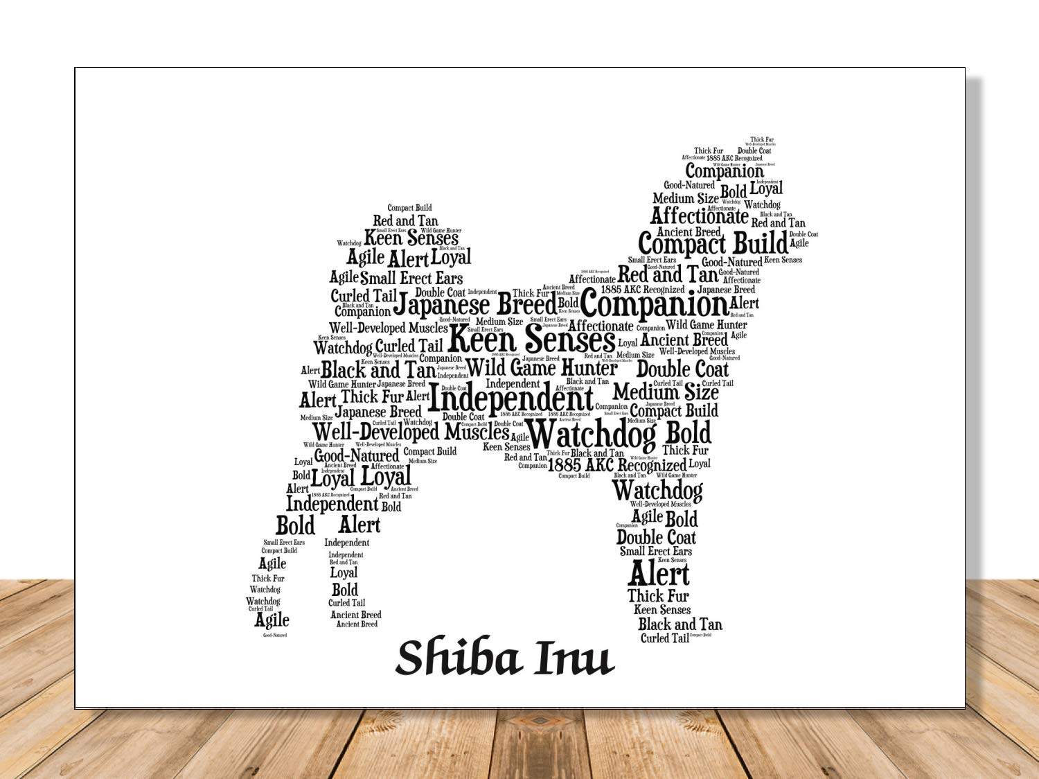 Shiba Inu Dog Wall Art Print Personalized Pet Name Gift For Her Or Him 11x14 Matted Ships 1 Day