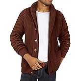 Ryannology Mens Shawl Neck Cardigan Sweater Cable Knit Button Up Closure with Pockets Winter Sweaters Outerwear