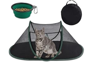DOYOO Cat Tent Outdoor, Pop-Up Pet Enclosure Tent Suitable for Cats and Small Animals,Foldable Indoor Playpen Portable Exercise Tent with Carry Bag and Collapsible Pet Bowl