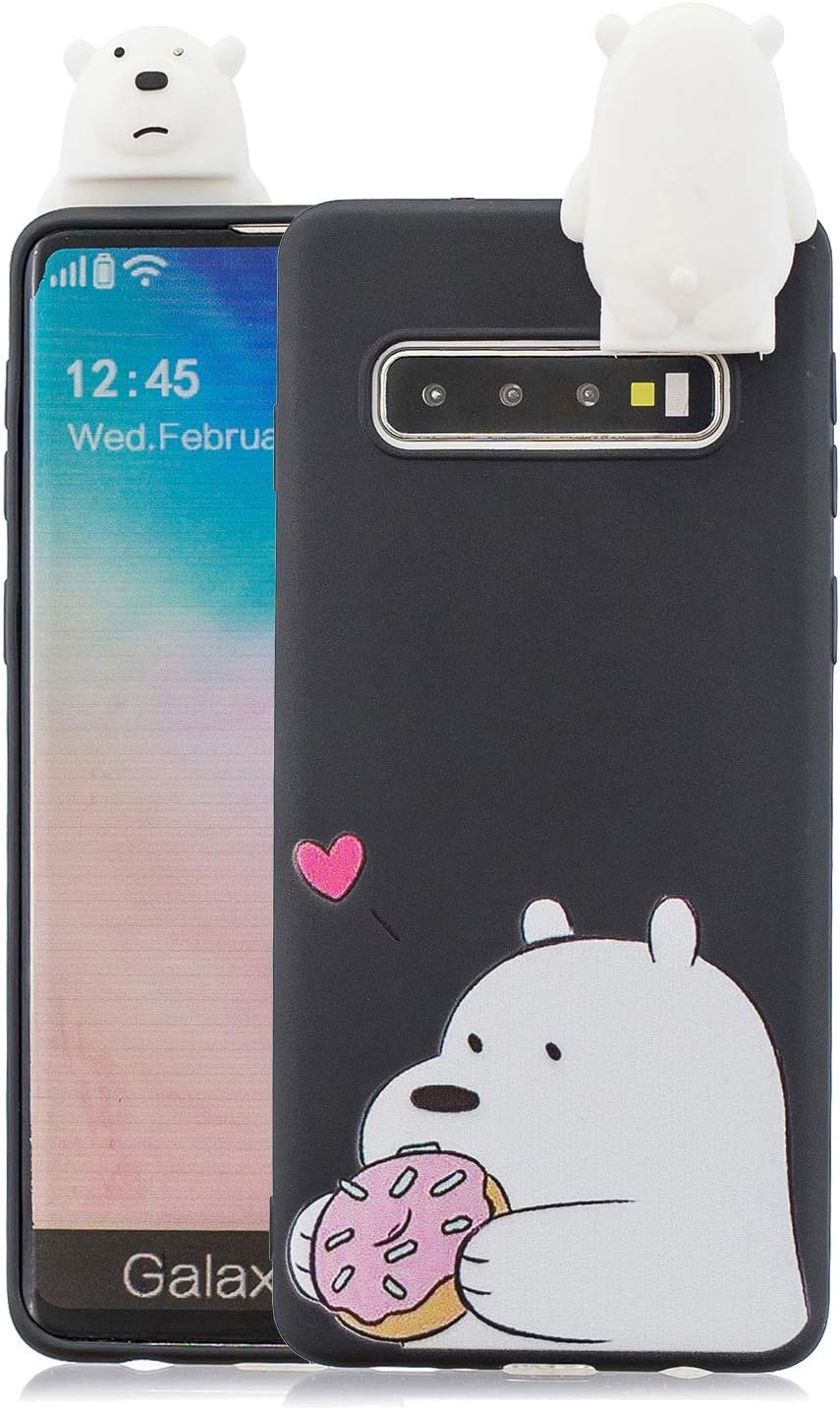 Samsung Galaxy S10 ケース シリコン ブラック かわいい 立体な キャラクター ストラップホール 付き サムスン ギャラクシー S10 スマホケース ソフト 耐衝撃 柔らかい おしゃれ スタント機能 付き カバー ラブ ホッキョクグマ ケース カバー 通販 Amazon
