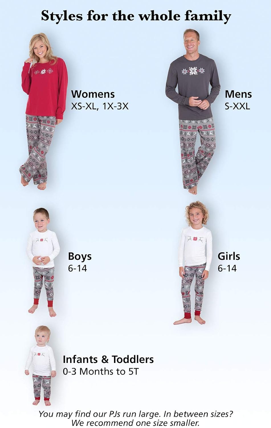 PajamaGram Family Christmas Pajamas Set - Soft Cotton Family Pajamas, Gray: Clothing