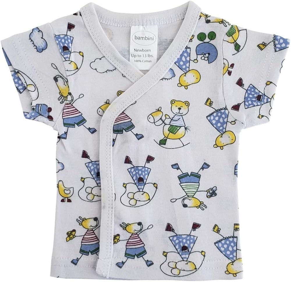 Unisex Preemie Newborn Baby 3, 6 Pack Short Sleeve, Long Sleeve Side Snap Shirt, Mitten Cuff, 100% Cotton, Boys, Girls: Clothing