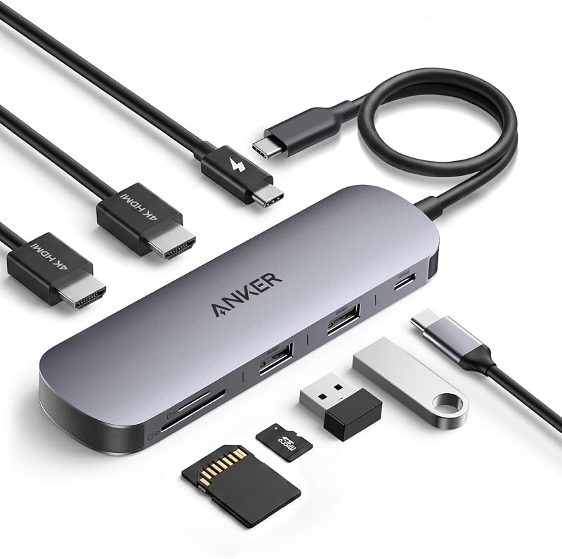 Nano Hub USB C 8 en 1 pour 2 Ordinateurs (Chargeur Non Inclus)