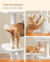 Feandrea Cat Tree Tower 112 cm Cream White Multi-Level Plush Condo with view 6