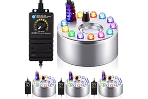 PINKXHY 4 Pcs Halloween Mist Maker Fogger with Adjustable Fog Controller Small Ultrasonic Fog Machine Fountain Cauldron Water Garden Pond Foggers with 12 LED Light Flashes for Halloween Party