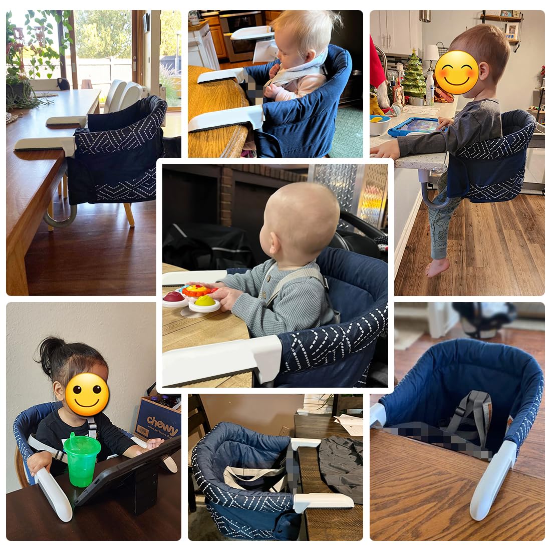 MTWML Portable High Chair for Table,Hook On High Chair That Attaches to Table,Space Saver Clip On Counter Seat for Baby,Easy Clean Baby Feeding Clamp Seat with Carry Bag for Travel(Stripe-Black)