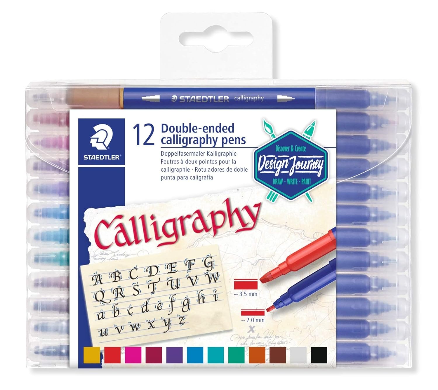 Staedtler DoubleEnded Calligraphy Pen Pack of 12 Assorted Colours