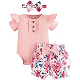 GDTOGRT Baby Girl Clothes Newborn Infant Outfit Ruffle Romper and Short Pants Clothing Sets for Summer Spring