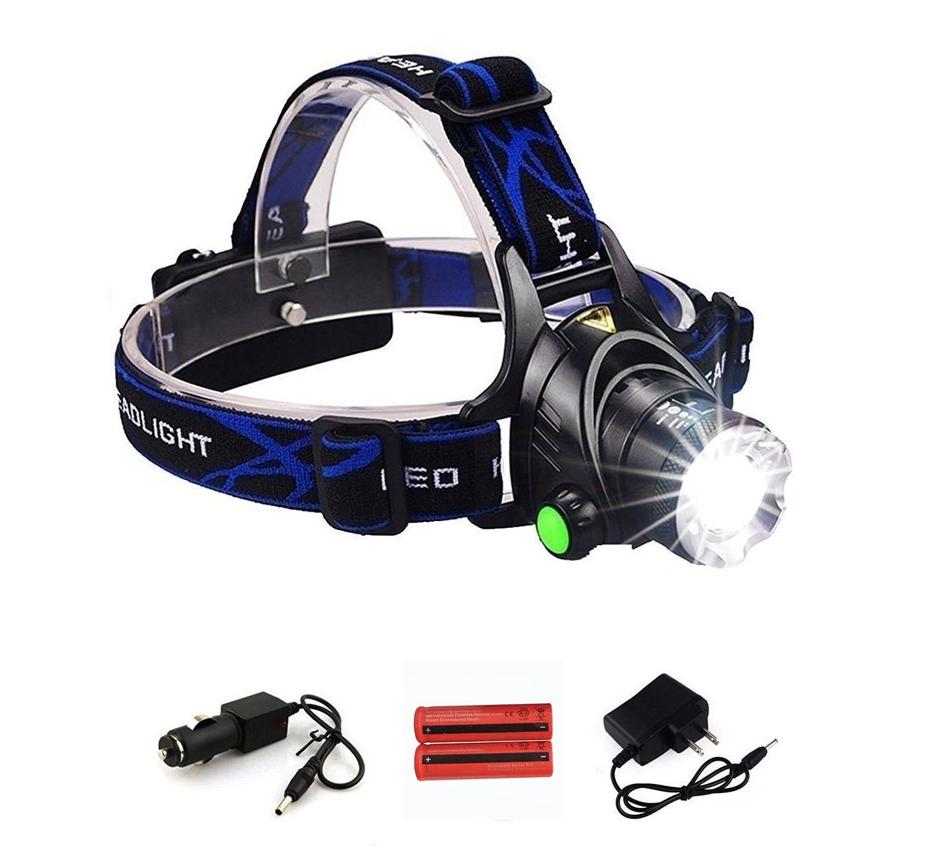 HeQiao LED Headlight 5000 Lumen Camping Headlamps Adjustable Strap