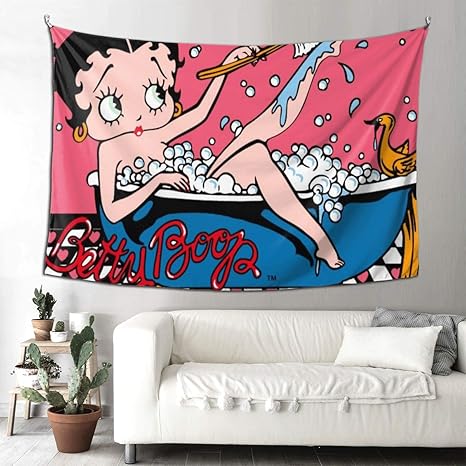 Amazon Co Jp ベティ ブープは浴槽で洗っ タペストリー 壁掛けおしゃれ ポスター 壁飾り多機能ホーム装飾 撮影背景布 ビーチタオル ブランケット ベッドルーム 部屋 イベント パーティー 個性ギフト ホーム キッチン