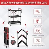 Towallmark 3-Tier Collapsible Service Cart, 168 lbs Load Capacity, Black view 3