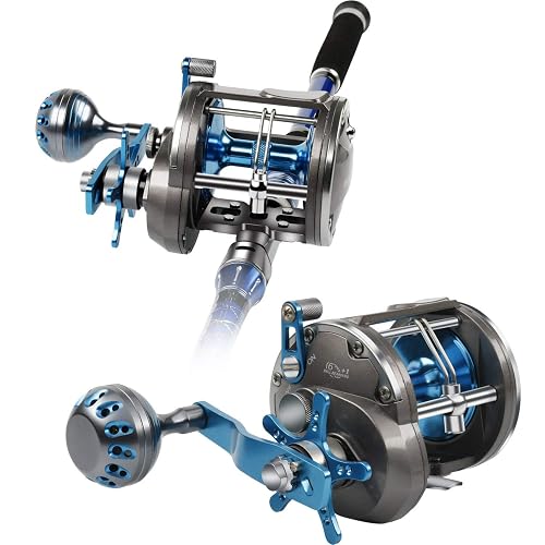 compare burning shark fishing reels Reel - Round Baitcasting Reel for Saltwater, Inshore, Surf & Trolling - Conventional Reel for Catfish, Musky, Bass, Pike Burning Shark Fishing Reels,12+1 BB