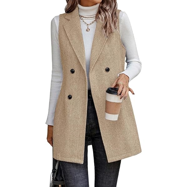 Long Vest for Women Sleeveless Notch Lapel Blazer