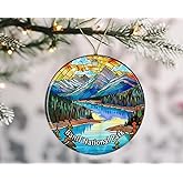GordonDesign Banff National Park Keepsake, Stained Glass Look, National Parks Christmas Ornament, Travel Souvenir, Ceramic Gift Printed on Both Sides