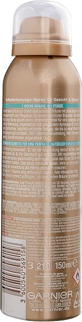 Garnier Ambre Solaire Natural Bronzer Self Tanning Spray 150ml Face Body view 2