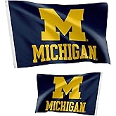 Desert Cactus University of Michigan Flag Double Sided Wolverines UM U of M Banners 100% Polyester Indoor Outdoor 3x5 feet Flags (Double Sided - Flag 3)