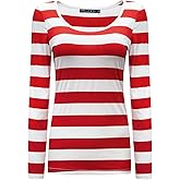 OThread & Co. Women's Long Sleeve Striped T-Shirt Basic Scoop Neck Shirts