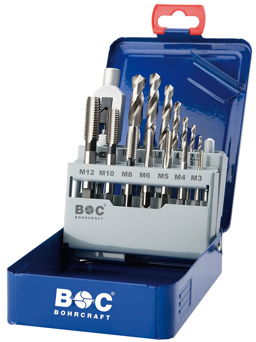 Bohrcraft Tap Set HSS-G in Industrial Cassette EGB 15 / M3 - M12 / 15 Pieces / 4120 14 10015