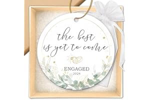 ZAGKOO Engagement Gifts for Couples - Gifts for Newly Engaged Couples - Engagement Gift for Her, Women, Friend, Fiancee - Happy Engagement, Just Engaged, Bride to Be - 2024 Christmas Ceramic Ornament