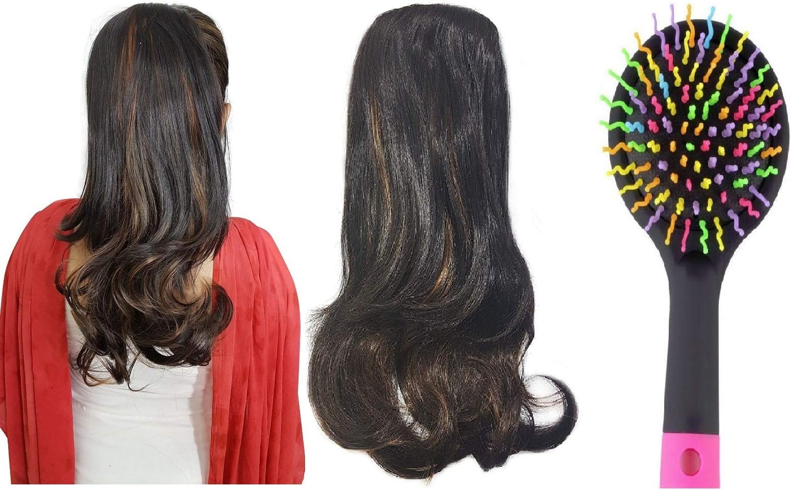 Baal Synthetic Hair Ponytail Extension For Women And Girls For Daily Wear And Party Wear And Wear On Any Occasions With Free Hair Brush 30 Gram Pack Of 1 (Golden Highlighting((M3))