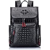 boshiho Real Leather Laptop Backpack Fashion Travel Bag Daypack for Men, Crocodile Pattern (S)