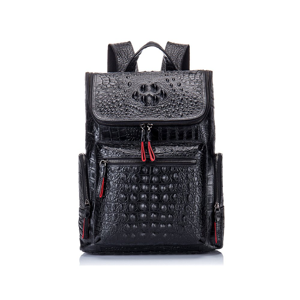 Photo 1 of **HAS SIGNS OF WEAR**boshiho Real Leather Laptop Backpack Fashion Travel Bag Daypack for Men, Crocodile Pattern (S)