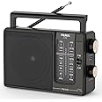 PRUNUS J-03 AM FM Radio Portable Plug in Wall or AA Battery Operated for Home/Outdoor, Large Speaker Excellent Sound, Excellent Reception 19.5 ant, Large Tuning Knobs for Easy to Use,Gifts for Seniors