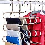 DOIOWN S-Type Stainless Steel Clothes Pants Hangers Closet Storage Organizer for Pants Jeans Scarf Hanging (14.17 x 14.96ins,