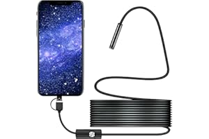 3T6B USB Snake Inspection Camera, 5.5mm Endoscope Camera with 6 Adjustable LED Lights, 2.0 Megapixels HD IP67 Waterproof Borescope Camera Compatible OTG Android Phone, Windows PC, MacBook（6.56FT）