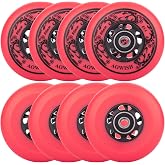 AOWISH Inline Skate Wheels, Outdoor Asphalt Formula, 8-Pack | 85A SHR Roller Hockey Wheels with ABEC-9 Bearings and Floating Spacers Compatible with Roller Blades, Scooters, RipStiks, etc