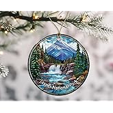 GordonDesign Jasper National Park Stained Glass Ornament, Ceramic, Christmas, Hanging Ornament