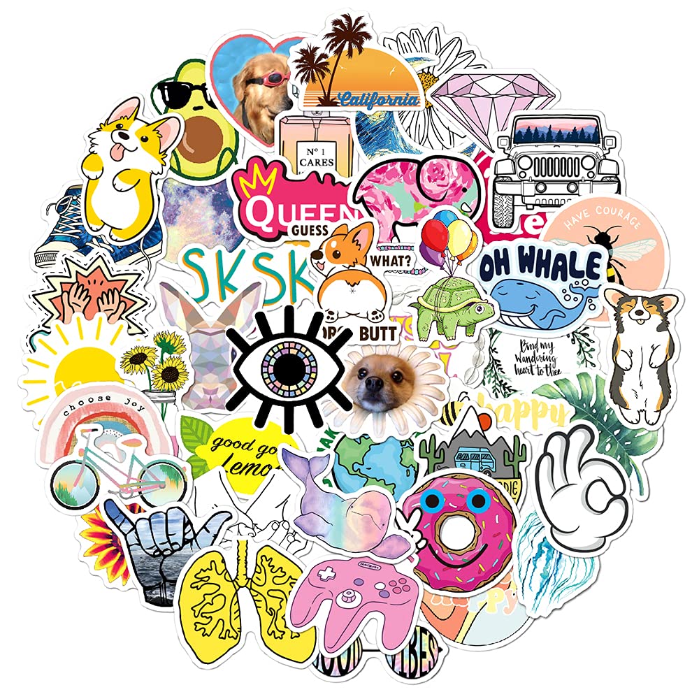 Trendy Fresh VSCO Vinyl Stickers, 100 PCS Waterproof Illustrated Icon Decals for Laptops, Scrapbooking, Journals, Notebooks, Water Bottles, Suitcases, Phones & DIY Decor — image 1