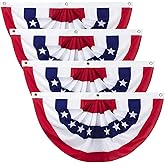 6 x 3 Ft 4th of July Decorations, Big American Pleated Fan Flag, Patriotic Decorations American Flag Bunting, Red White and Blue Half Fan Banner Bunting Flags Outdoor Indoor for Memorial Day Decor