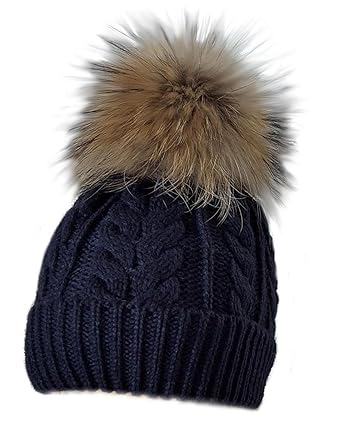 MERRYLAND Mütze XXL Echtfellbommel Pudelmütze Bommelmütze ECHTFELL Hat Real Fur Handmade Fellbommel Echt Fell Bommel Strickmü